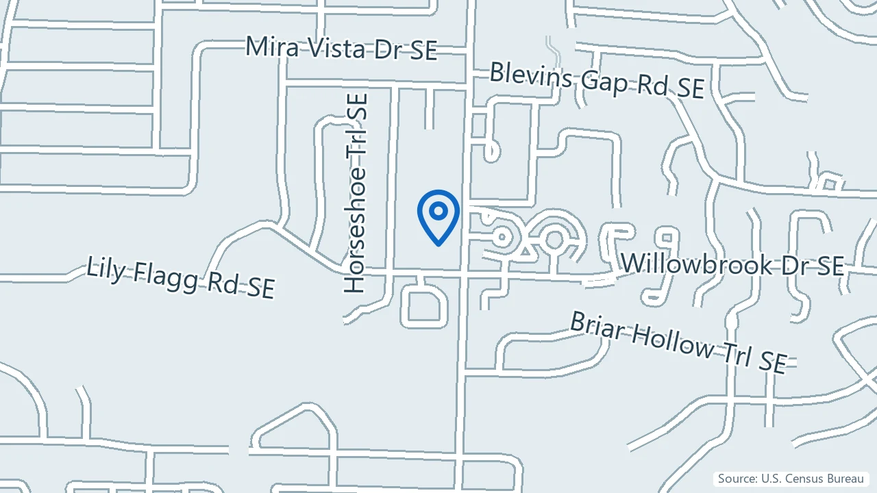 Map showing Rocket City Clinics in Huntsville, Alabama