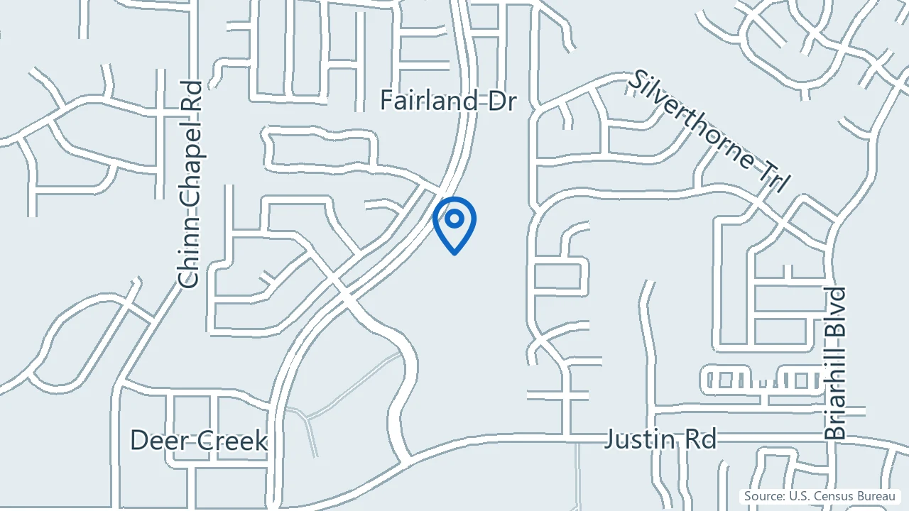 Map showing Dallas Neurocare Therapy in Highland Village, Texas