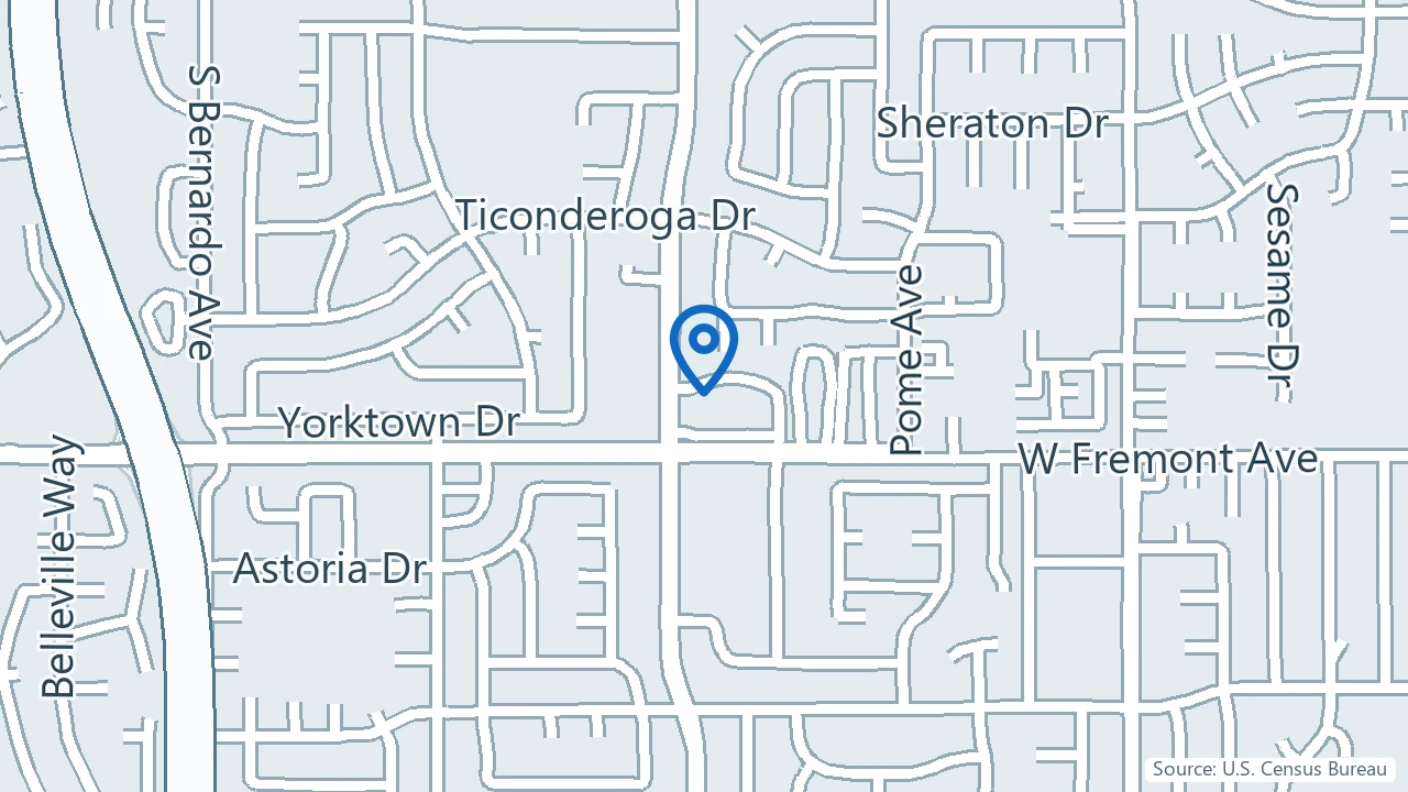 Map showing Acacia Clinics in Sunnyvale, California