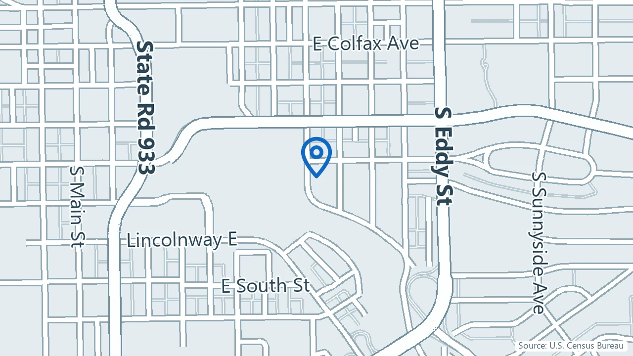 Map showing Ketamine is Hope in South Bend, Indiana