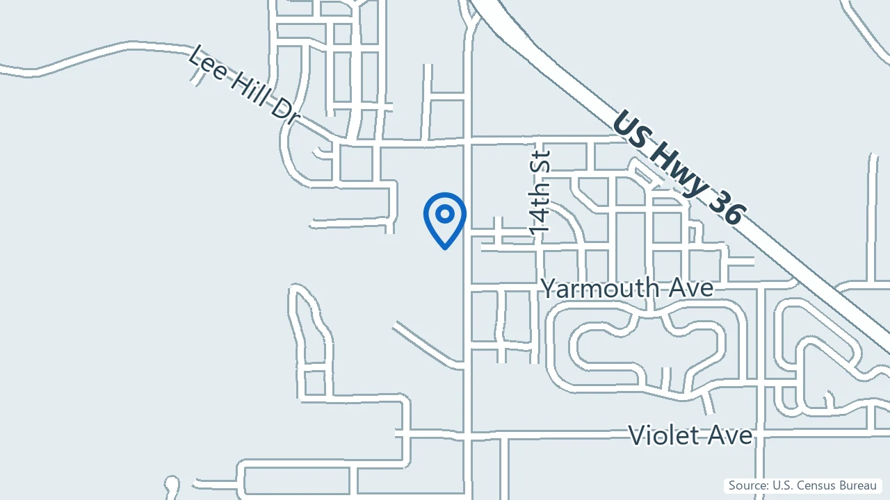 Map showing Kelly Bearer Hypnotherapy in Boulder, Colorado