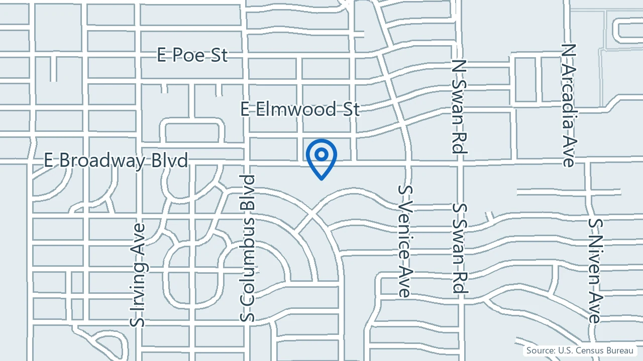 Map showing Tucson Behavioral Health Services in Tucson, Arizona