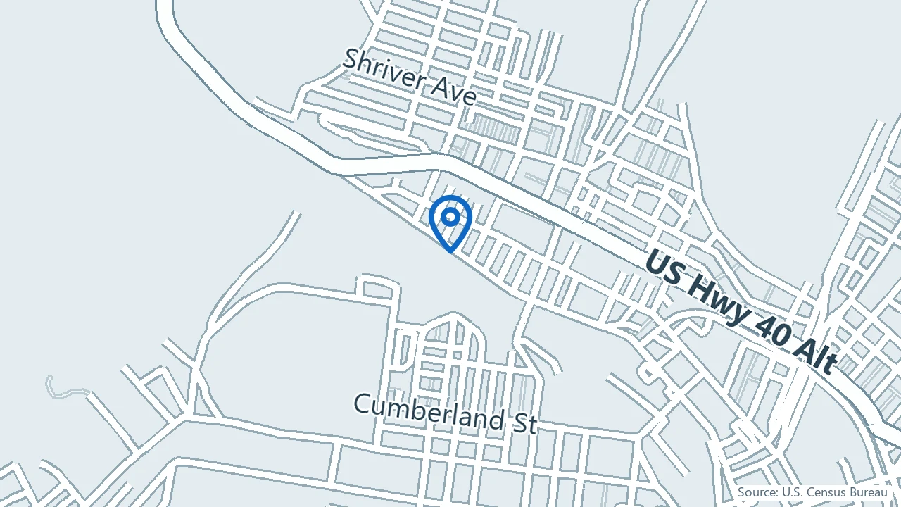 Map showing Lukas Behavioral Health in Cumberland, Maryland