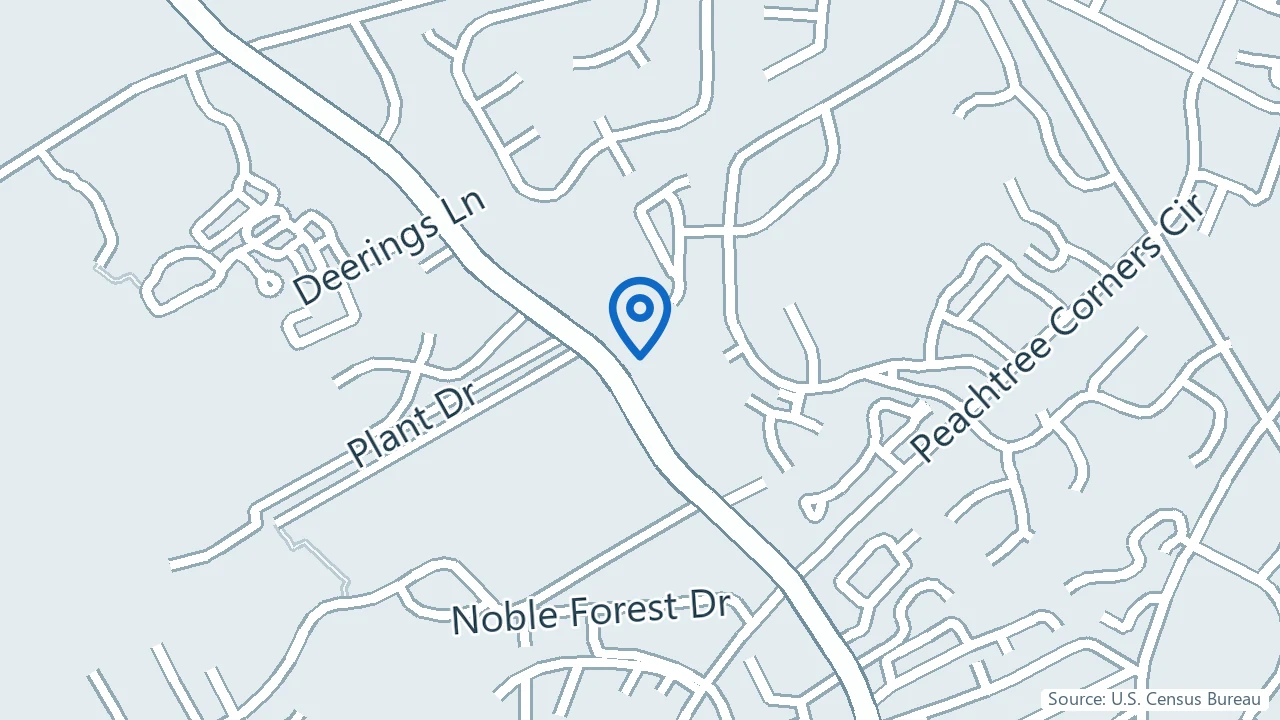Map showing Ascension Solutions Treatment in Peachtree Corners, Georgia