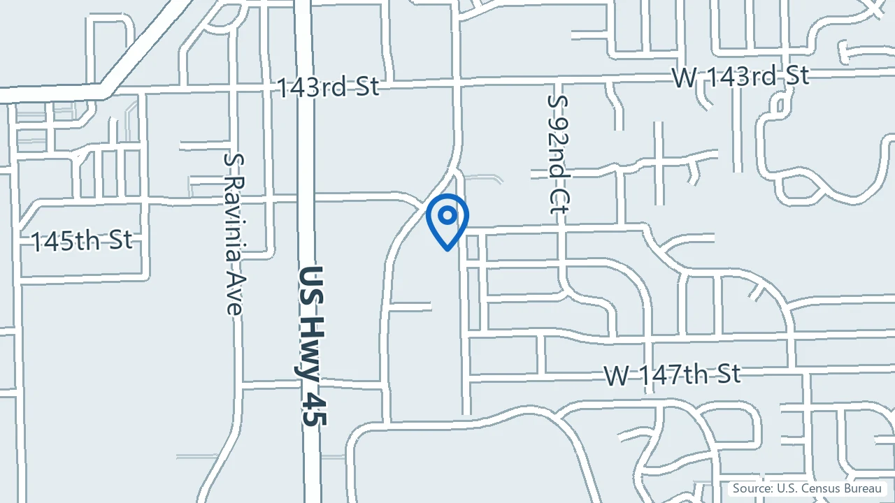 Map showing Hopemark Health in Orland Park, Illinois