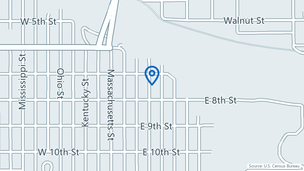 Map showing Serenity Parlor in Lawrence, Kansas