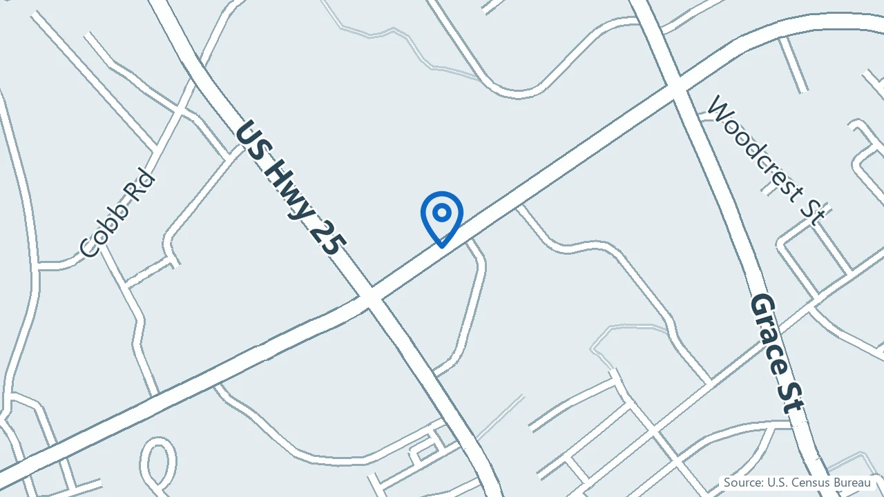 Map showing Greenwood Ketamine Therapy Clinic in Greenwood, South Carolina