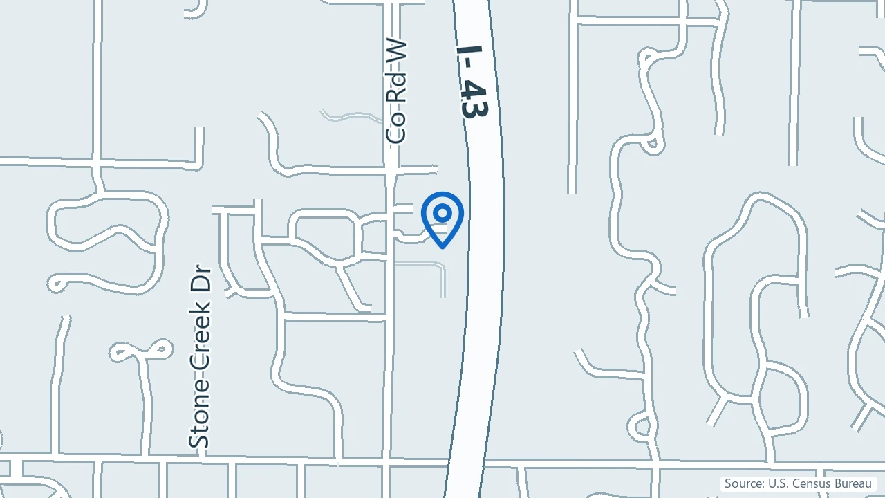 Map showing Reset Restore MD Ketamine Therapy Center in Mequon, Wisconsin
