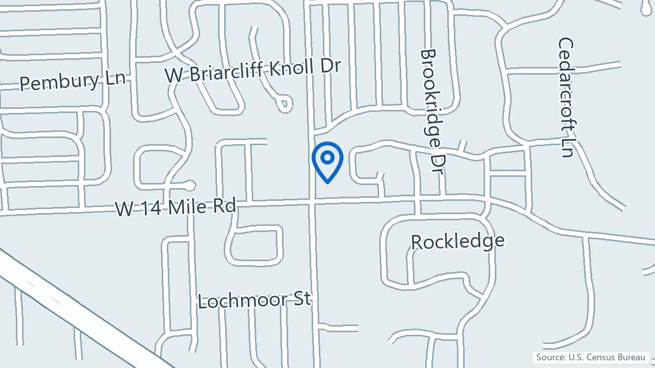 Map showing Healing Water Solutions in West Bloomfield, Michigan