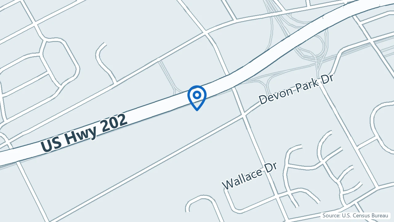 Map showing Modern Behavioral in Wayne, Pennsylvania