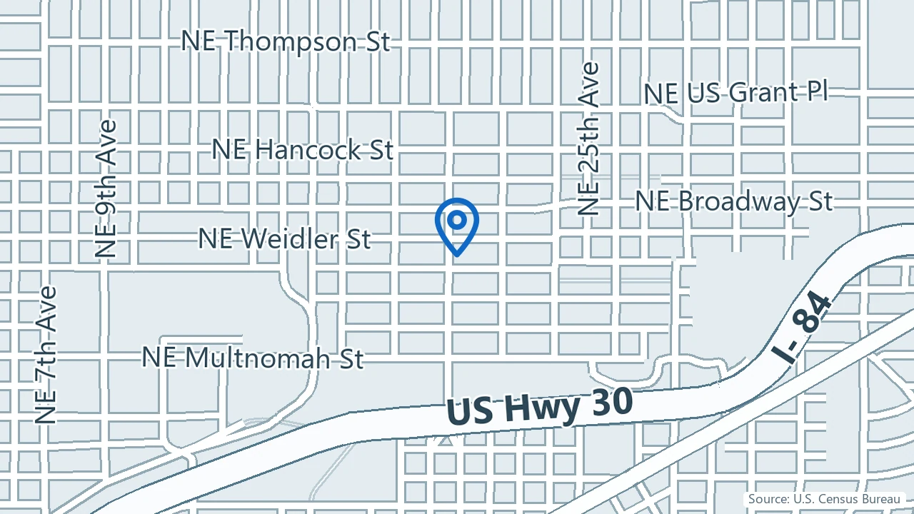Map showing Bywater Health in Portland, Oregon