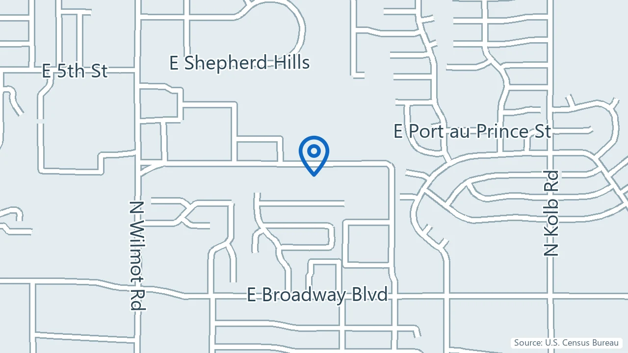 Map showing TrustedCare Medical Group in Tucson, Arizona