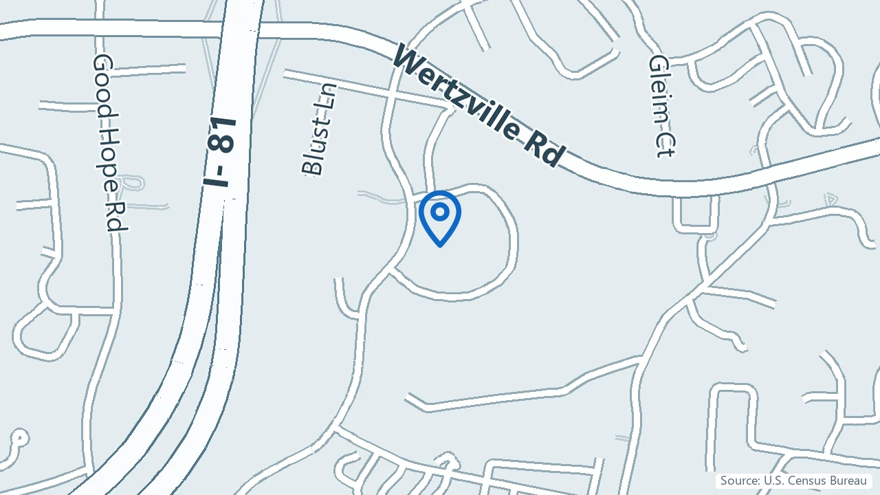Map showing Burick Center for Health and Wellness in Mechanicsburg, Pennsylvania
