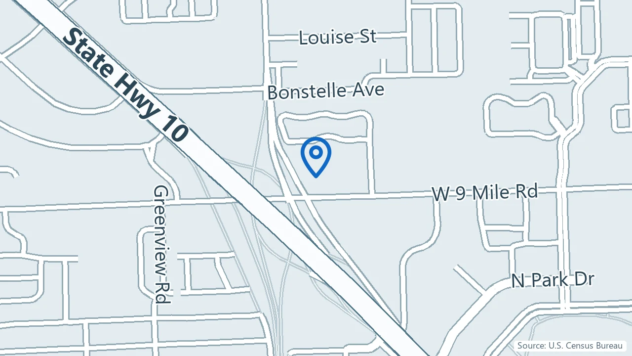 Map showing Modern Mind Clinic in Southfield, Michigan