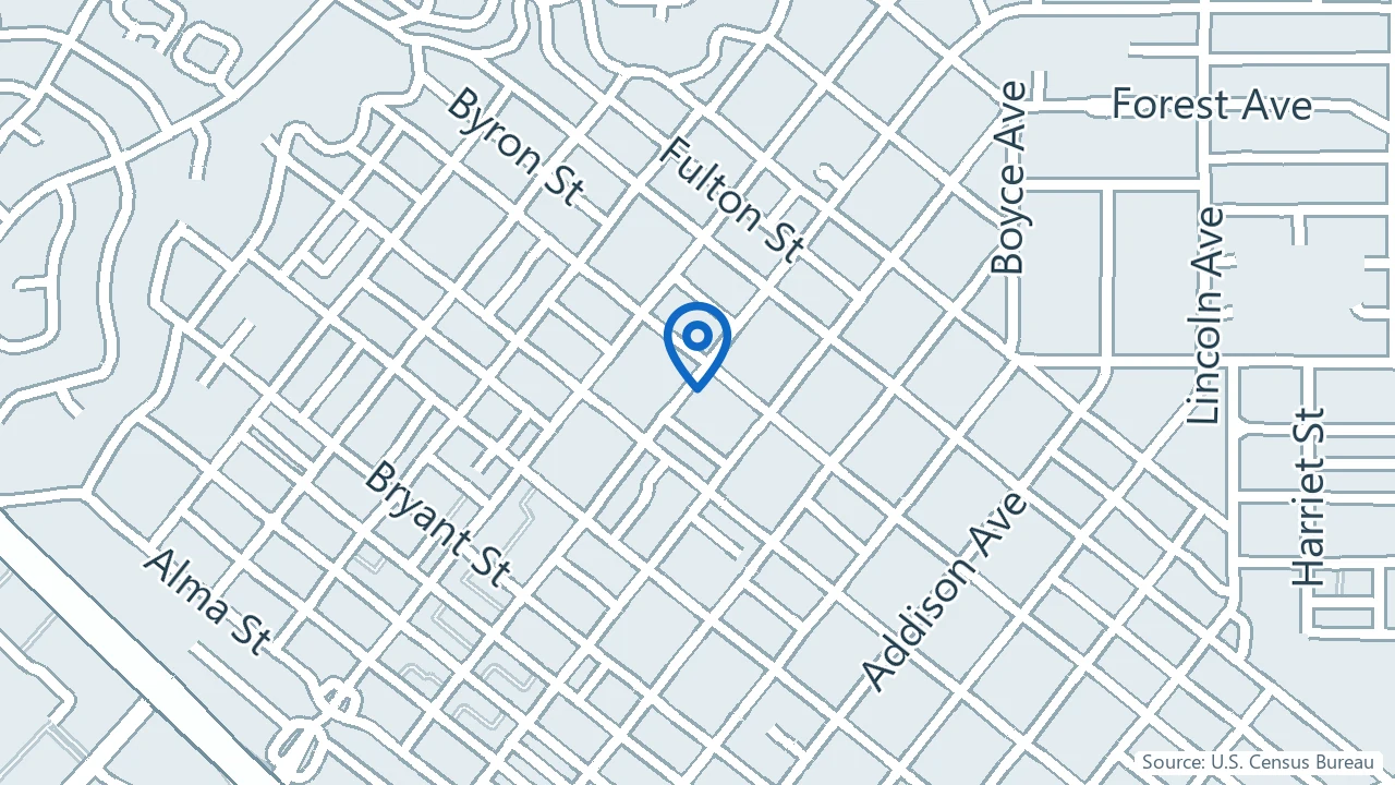 Map showing Palo Alto Mind Body in Palo Alto, California