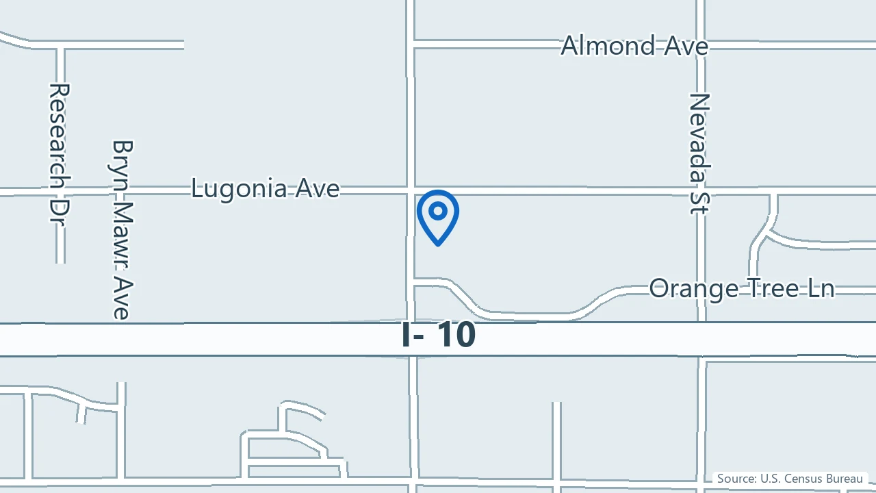 Map showing Loma Linda Psychiatric Medical Group in Redlands, California