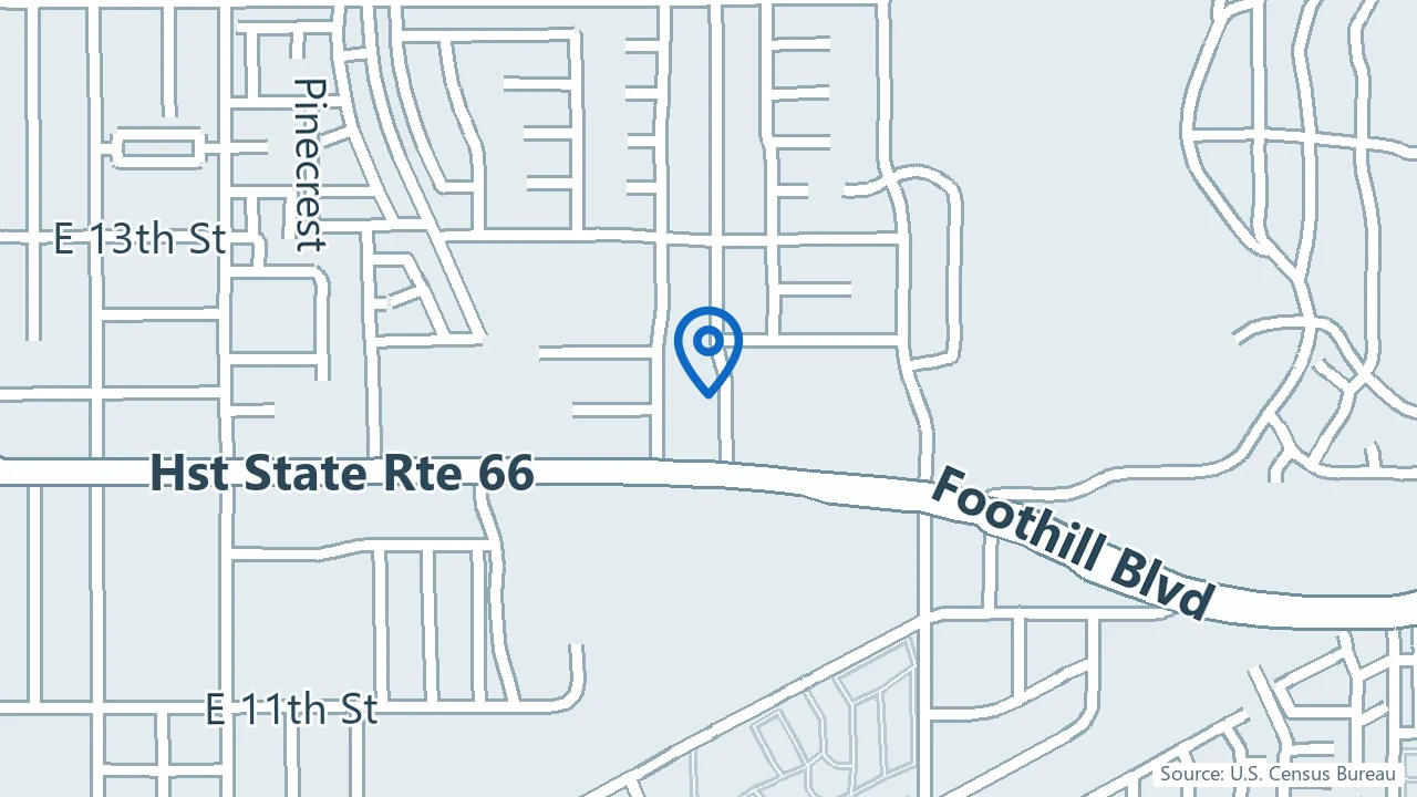 Map showing The California Neuropsychiatric Institute in Upland, California