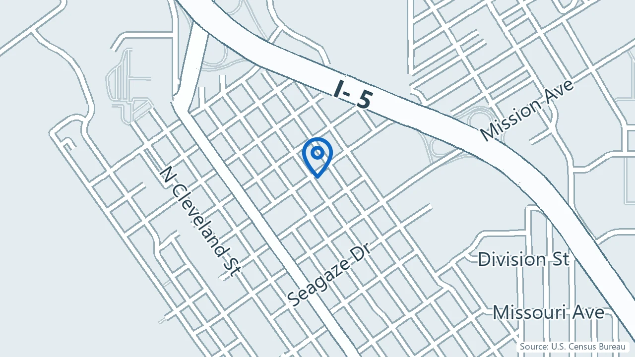 Map showing Thrive Medical Specialists in Oceanside, California