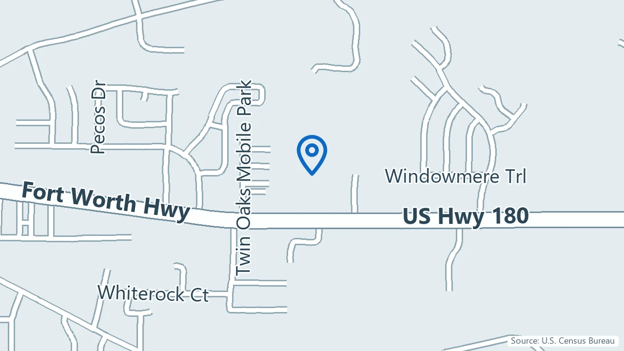 Map showing Vigeo Wellness in Weatherford, Texas