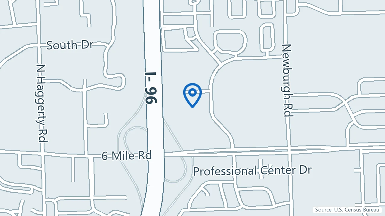 Map showing Cruz Clinic in Livonia, Michigan