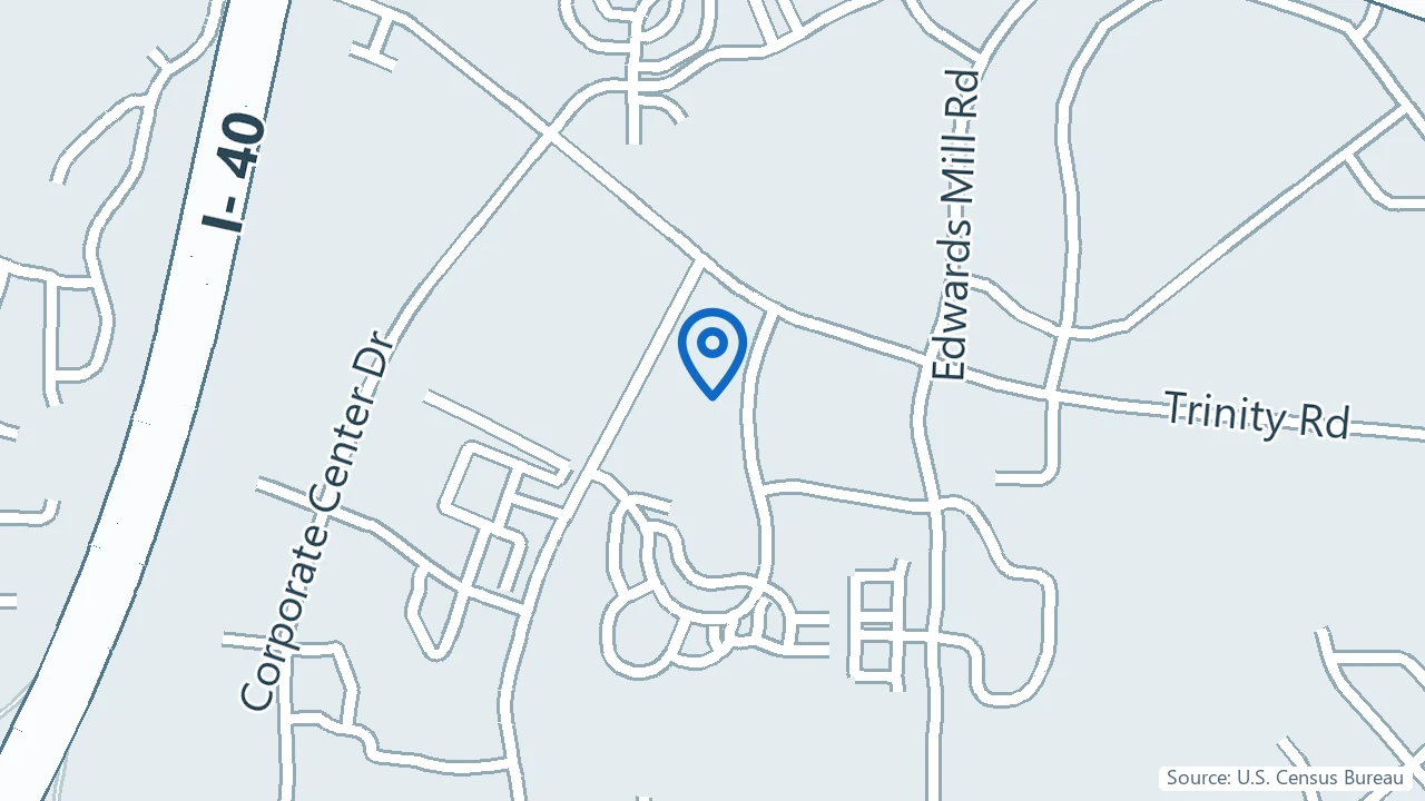 Map showing Greenbrook Mental Wellness Center in Raleigh, North Carolina