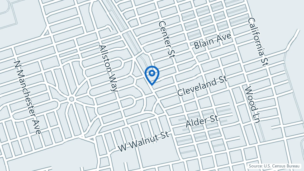 Map showing Advanced Psychiatry Associates in Stockton, California