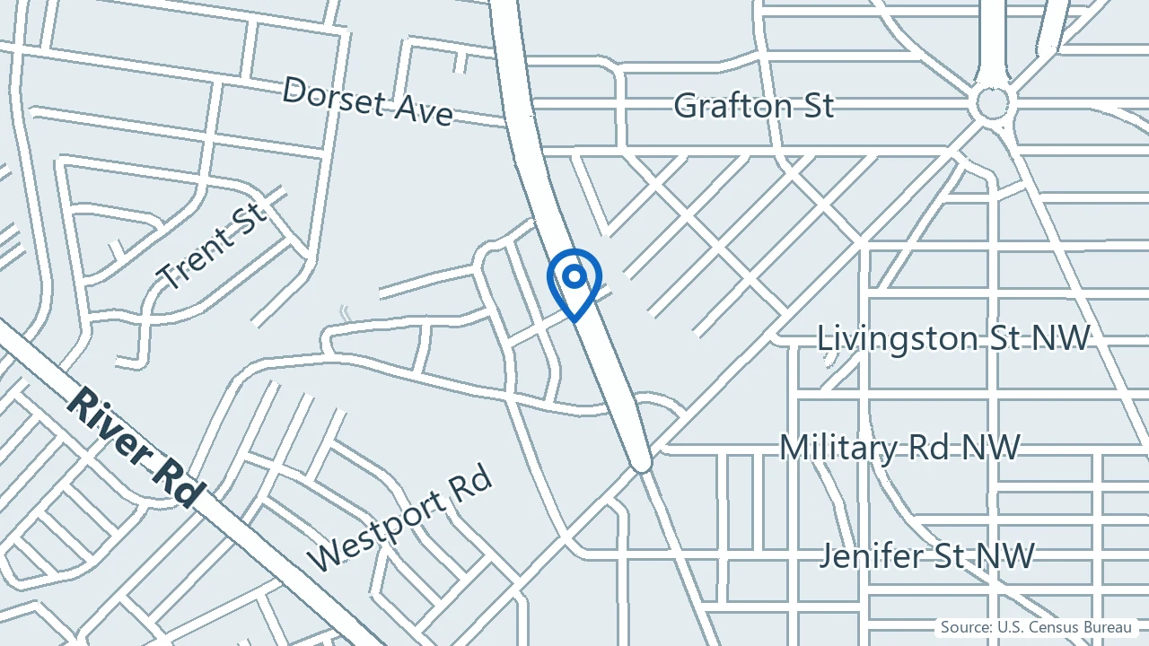 Map showing Washington Behavioral Medicine Associates in Chevy Chase, Maryland