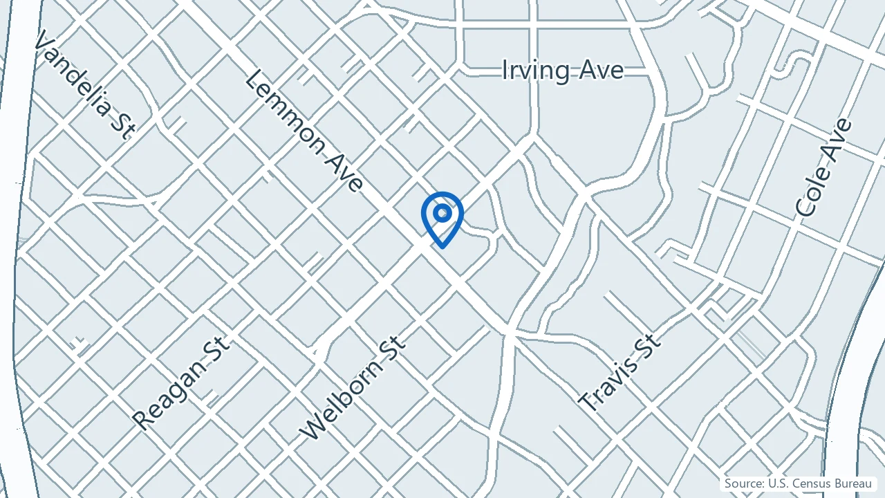 Map showing Thorntree Psychiatric Associates in Dallas, Texas