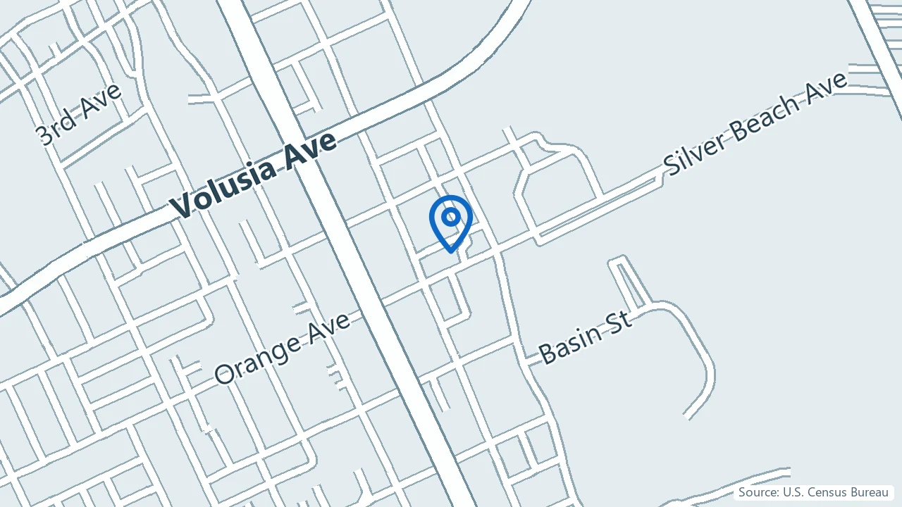 Map showing Happy Minds Wellness Center in Daytona Beach, Florida