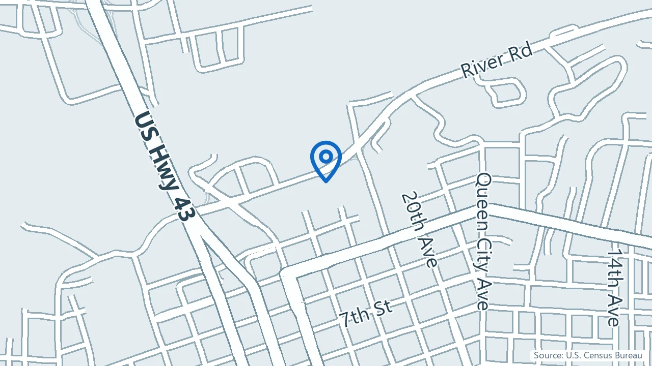 Map showing Novus Neurology, Psychiatry & TMS in Tuscaloosa, Alabama