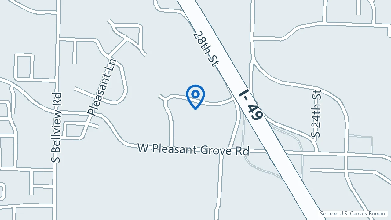 Map showing Ascend Wellness Center in Rogers, Arkansas