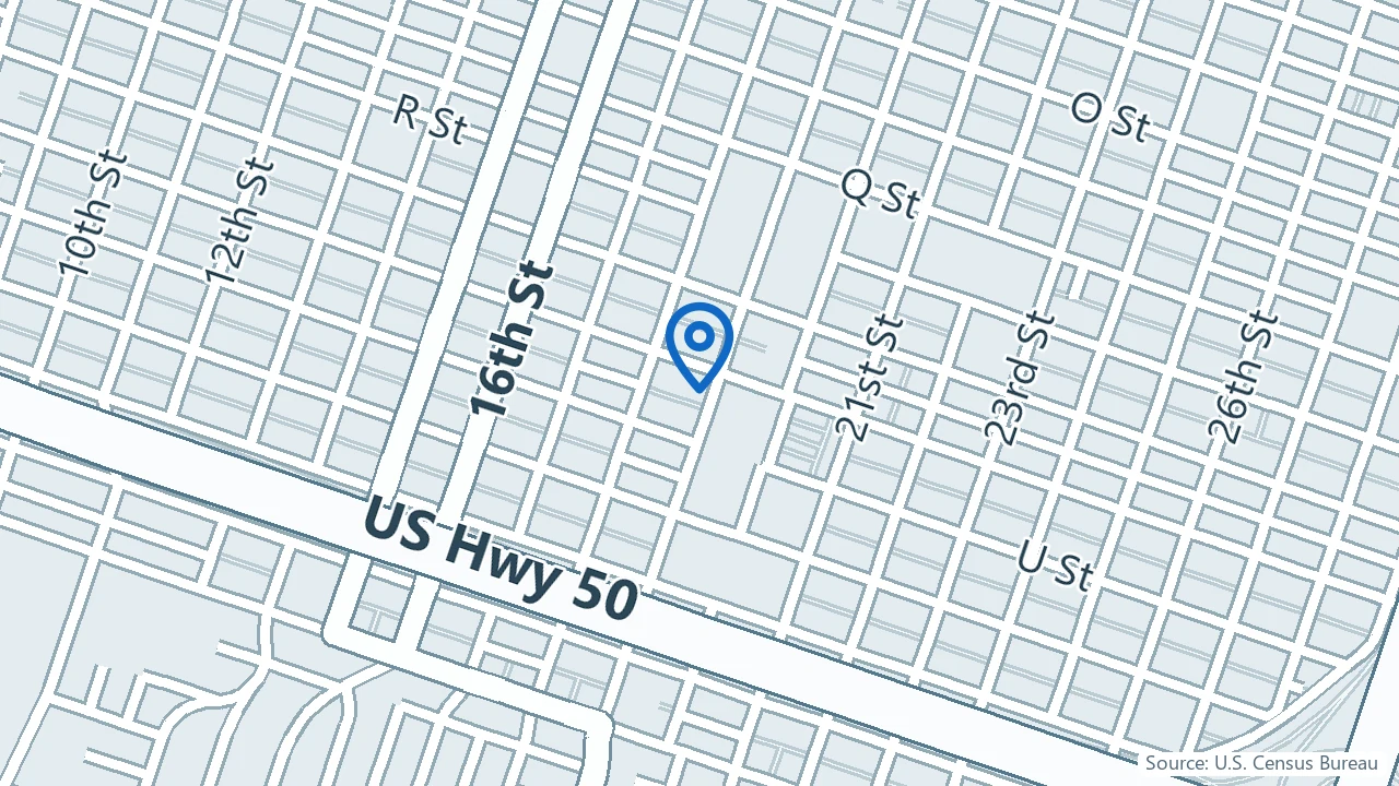 Map showing ShaMynds Healing Center in Sacramento, California