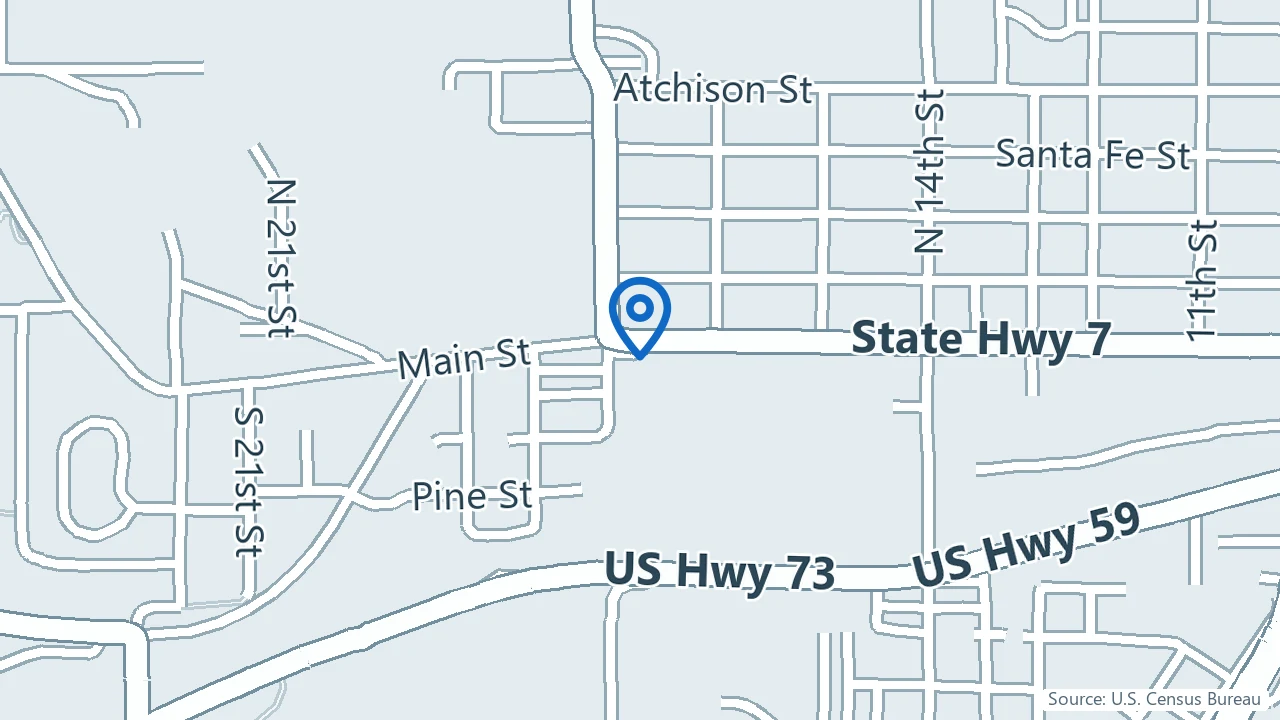 Map showing Mainstream Mental Health in Atchison, Kansas