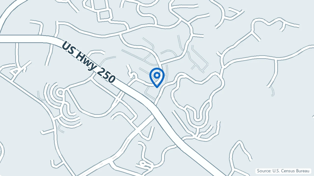 Map showing Charlottesville Ketamine Center in Charlottesville, Virginia