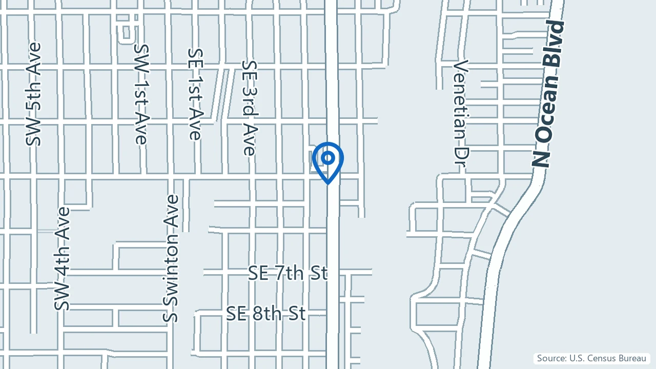Map showing Bishop Health in Delray Beach, Florida