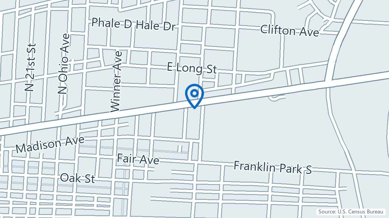 Map showing Mid-Ohio Behavioral Health in Columbus, Ohio