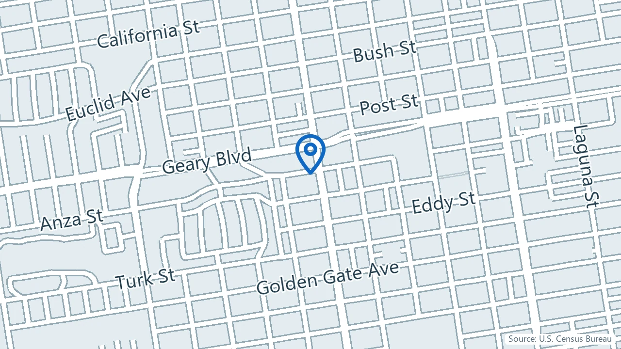 Map showing MindPeace Clinics in San Francisco, California