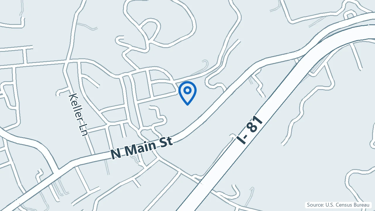 Map showing MindBridge Mental Health & Wellness in Marion, Virginia