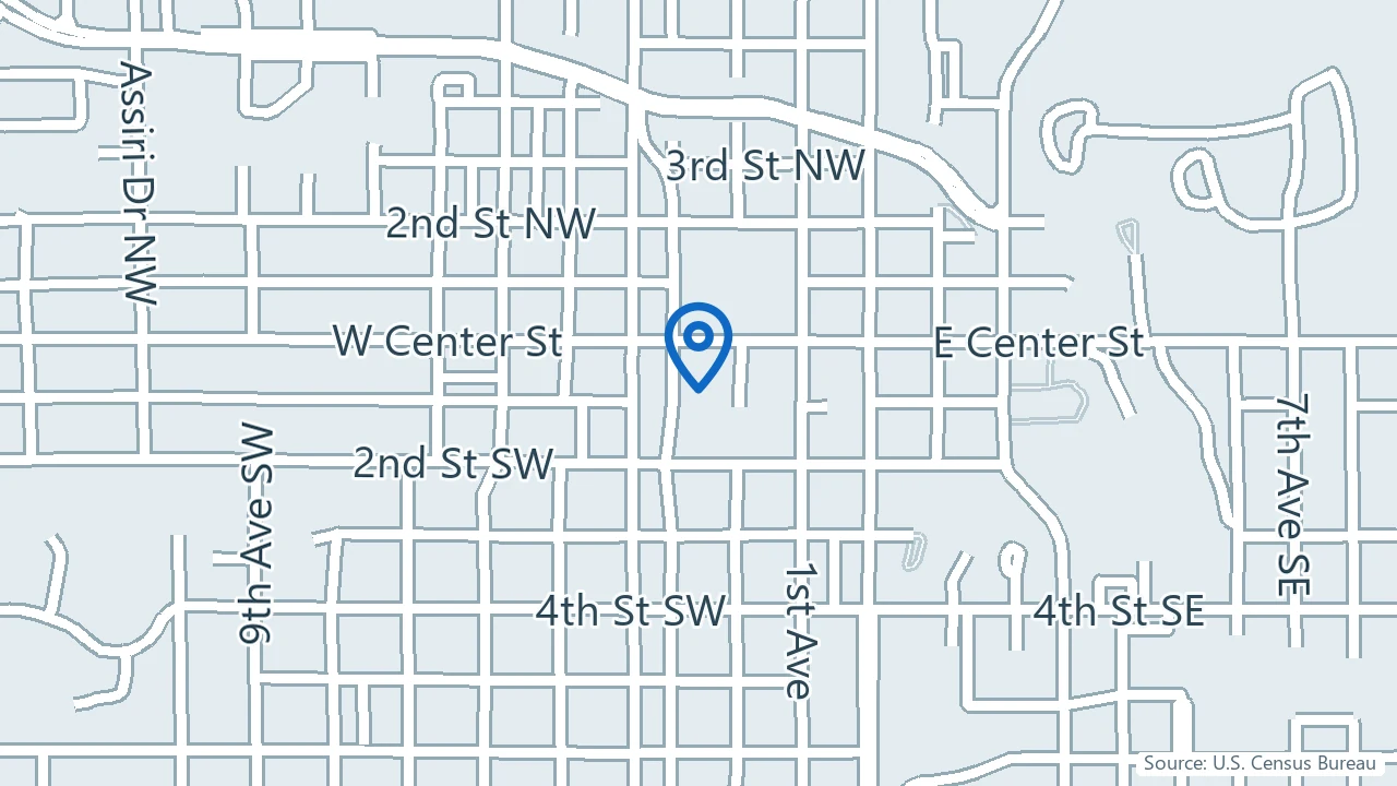 Map showing Mayo Clinic Depression Center in Rochester, Minnesota