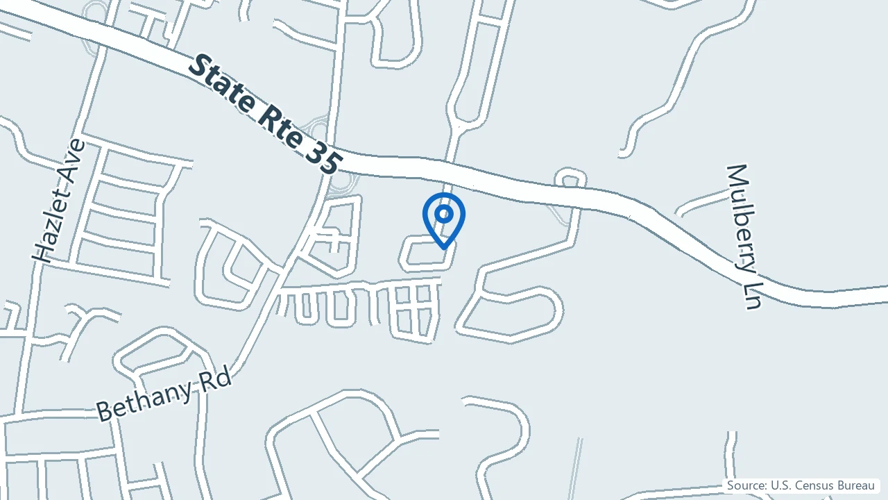 Map showing A Peaceful Mind Mental Health Services in Hazlet, New Jersey