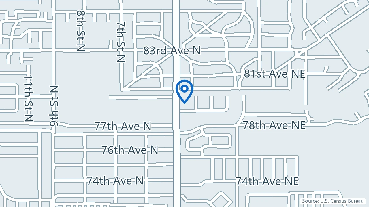 Map showing Alevea Mental Health in St. Petersburg, Florida