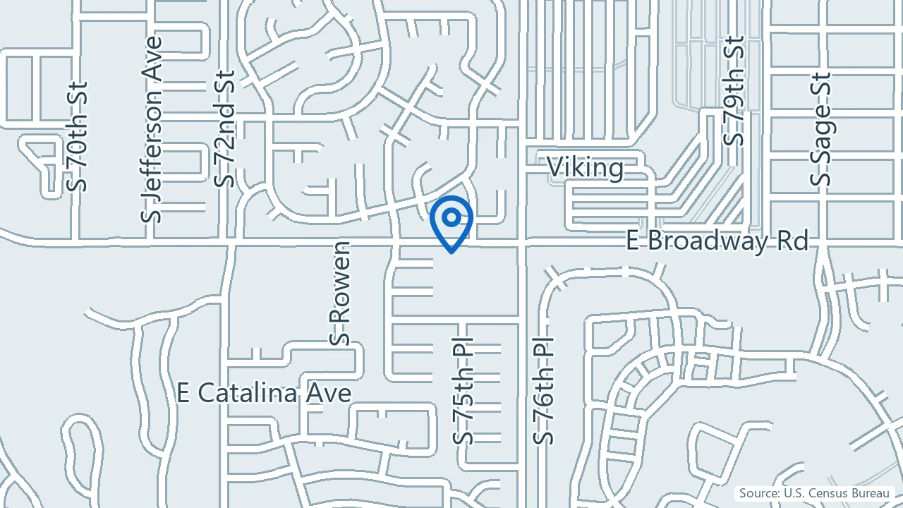 Map showing Mountain View Headache and Spine Institute in Mesa, Arizona