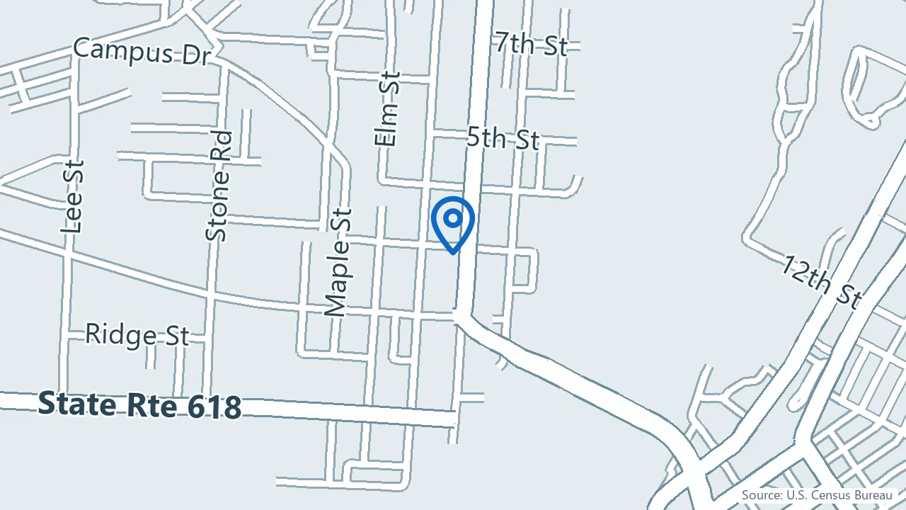 Map showing The Counseling & Wellness Center in Belpre, Ohio