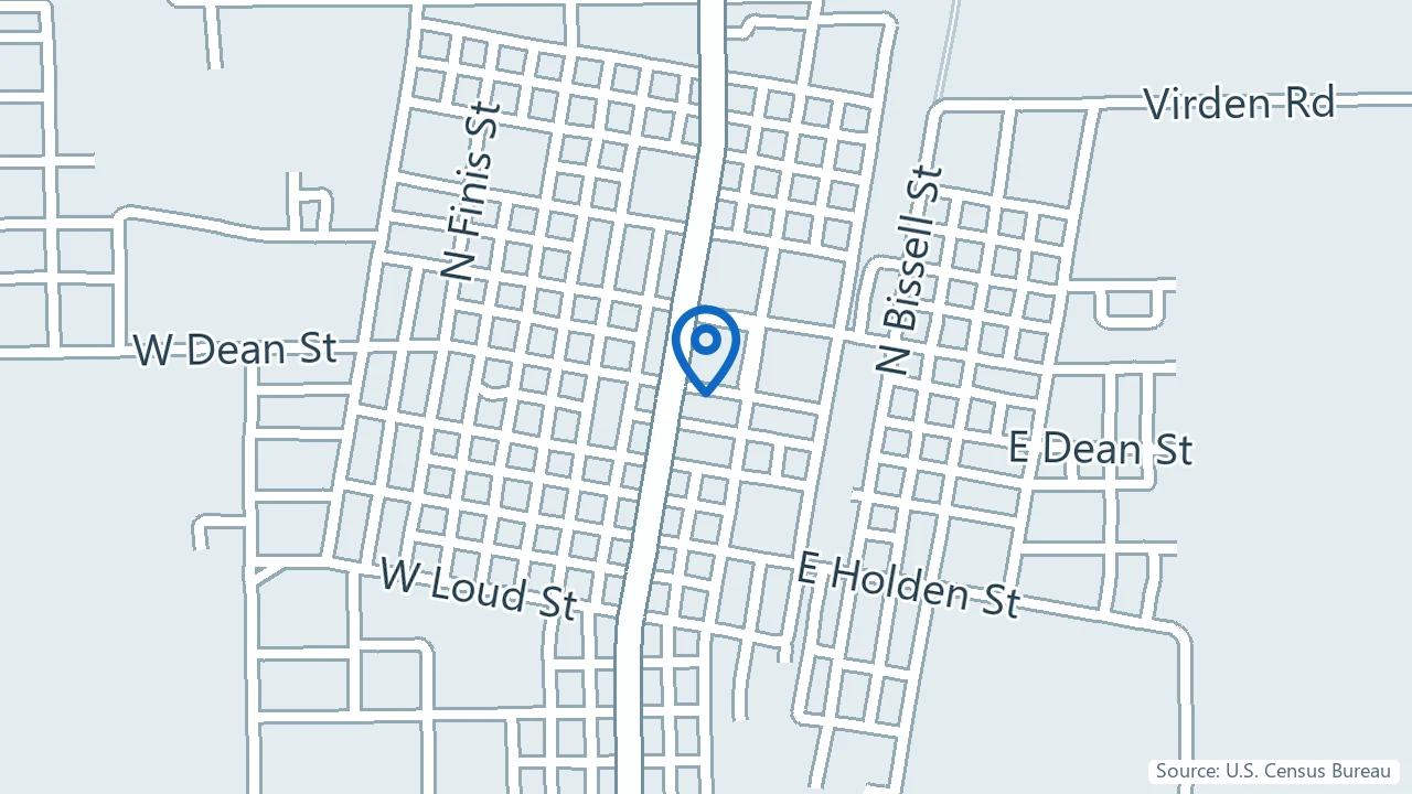 Map showing Acorn Behavioral Health in Virden, Illinois