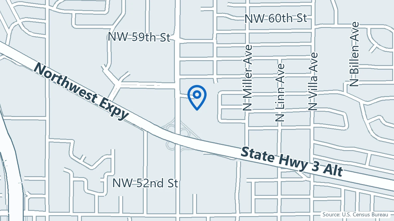 Map showing Zoe Psychiatry & Sleep Medicine in Oklahoma City, Oklahoma