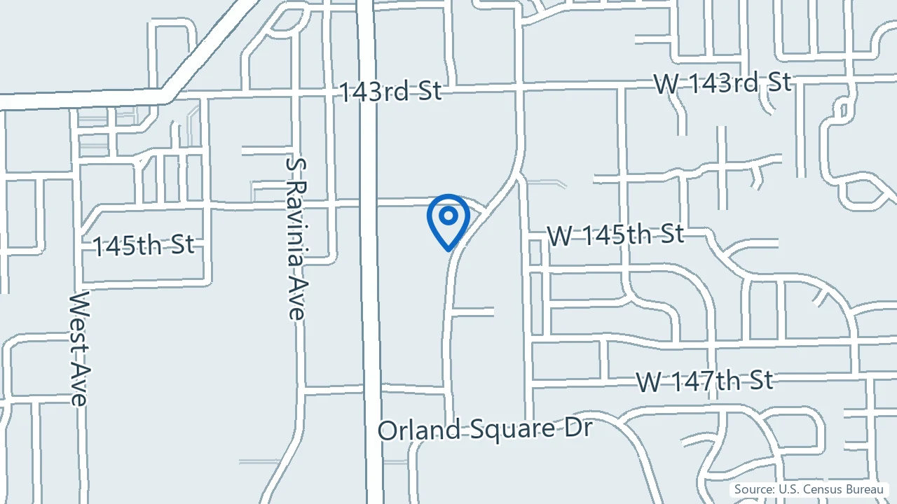 Map showing PsychPlus in Orland Park, Illinois