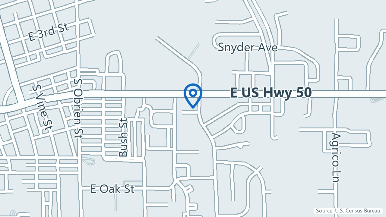 Map showing Southern Indiana Mental Health Center in Seymour, Indiana