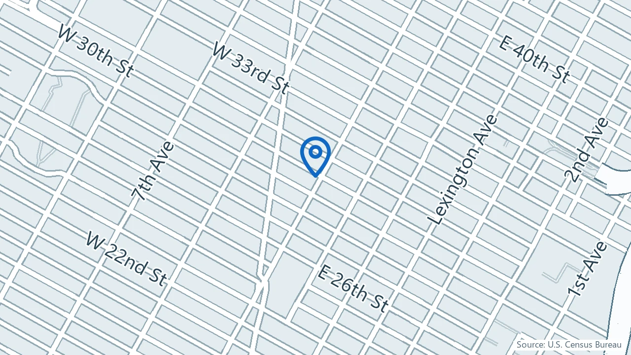 Map showing Amanda Itzkoff, MD in New York, New York