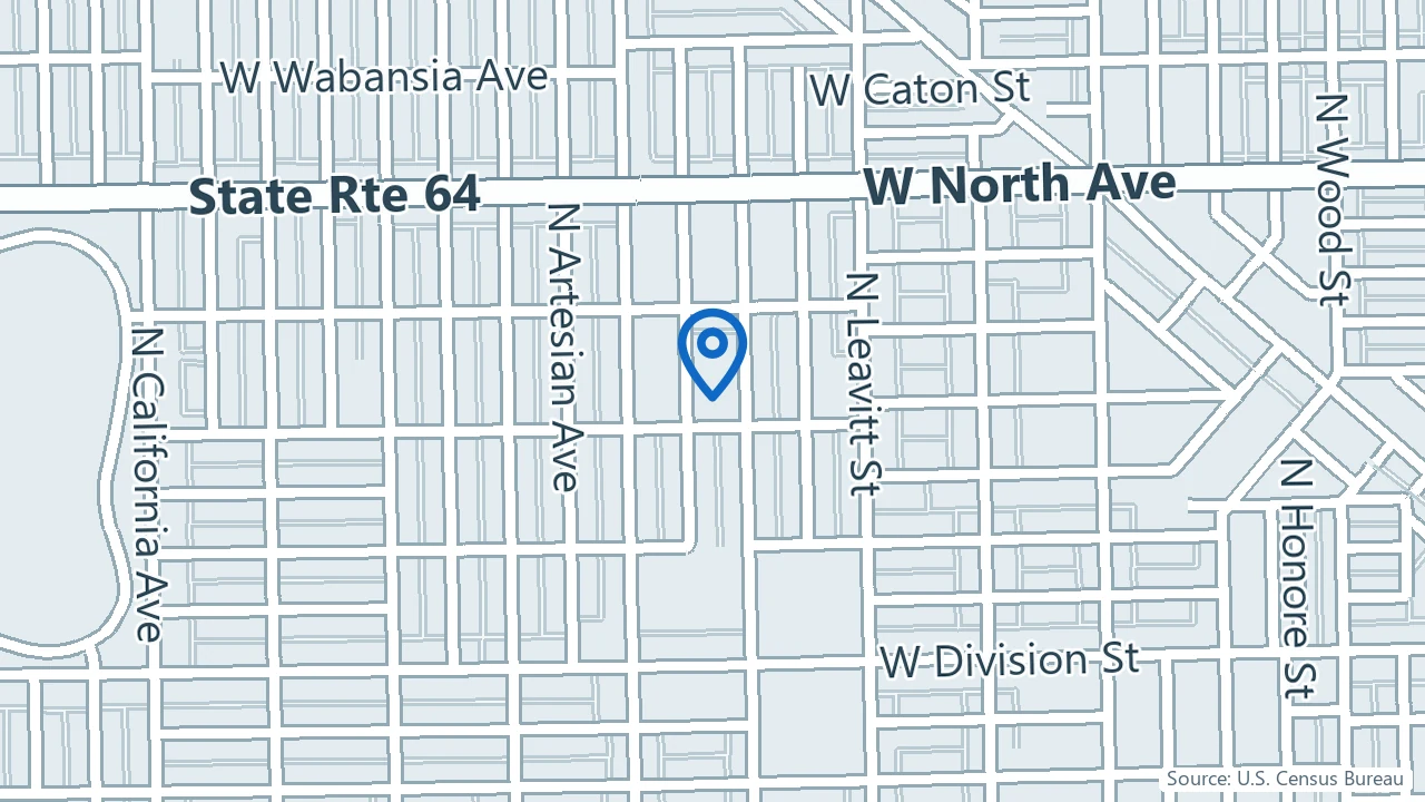 Map showing Glaser & Randhawa Mental Health Group in Chicago, Illinois