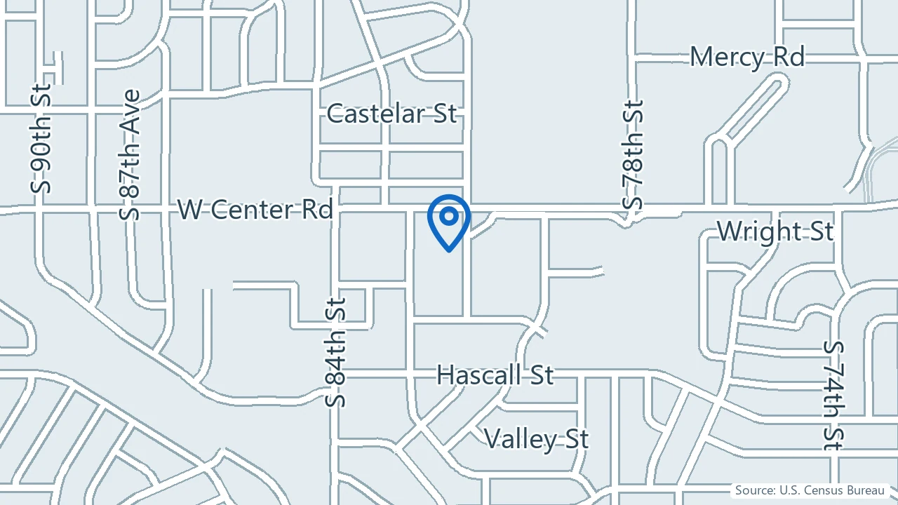 Map showing Mind and Body Wellness Center in Omaha, Nebraska